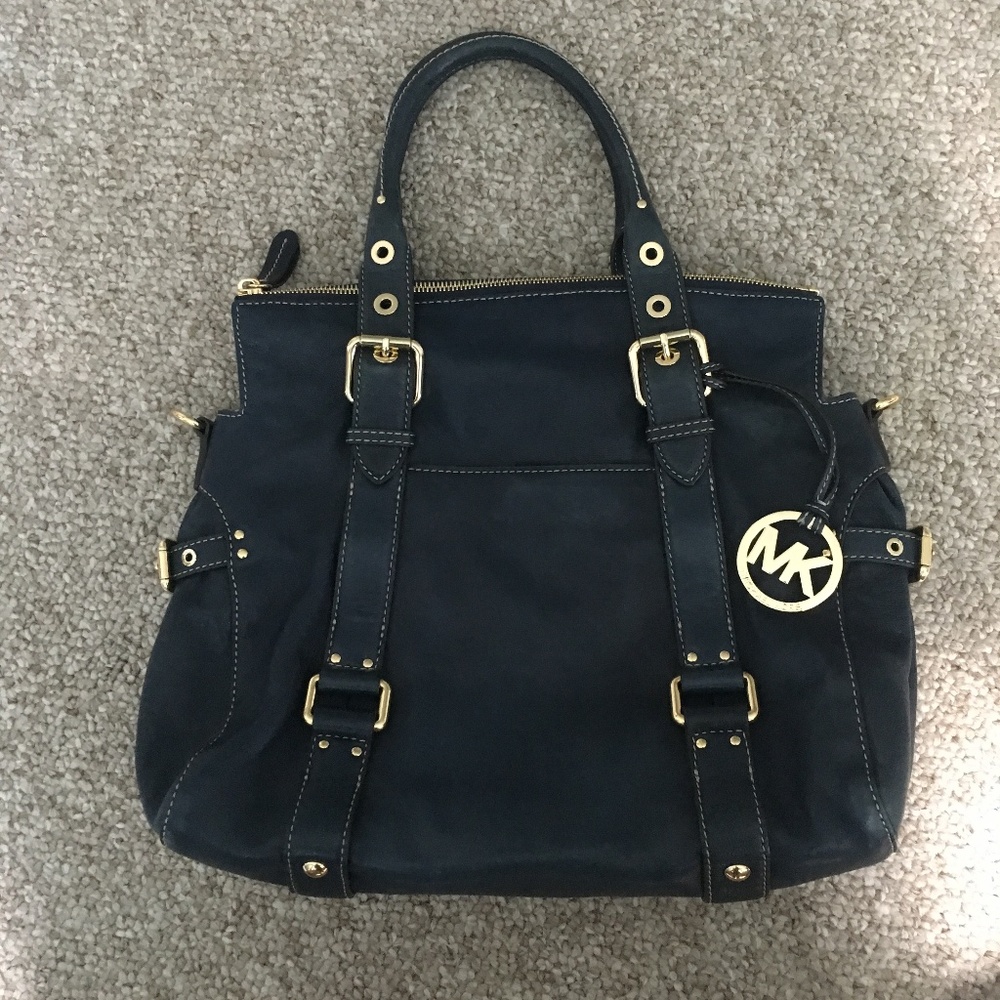 Michael Kors Navy Blue Leather Convertible Tote